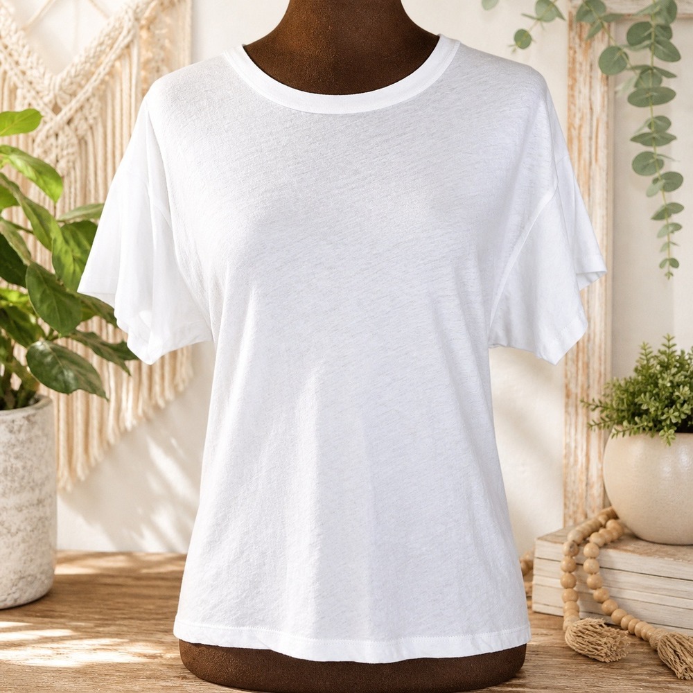 J.Crew Tee XS White Feather Jersey Cotton Lightweight NWT Short Sleeve - Picture 1 of 9